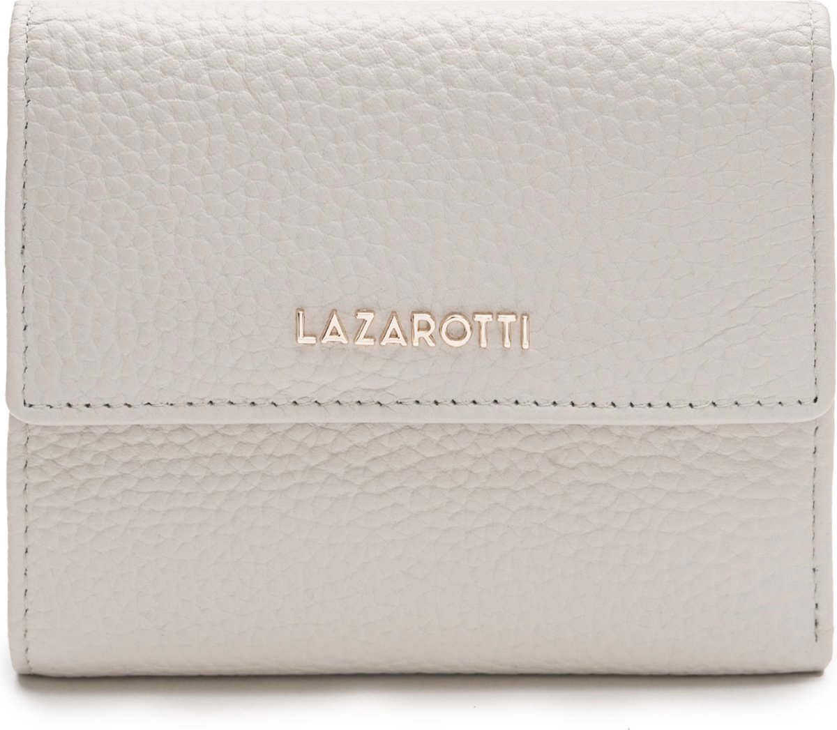 Lazarotti Leren portemonnee Bologna Leather Wallet With 8 Card Slots Cream crème