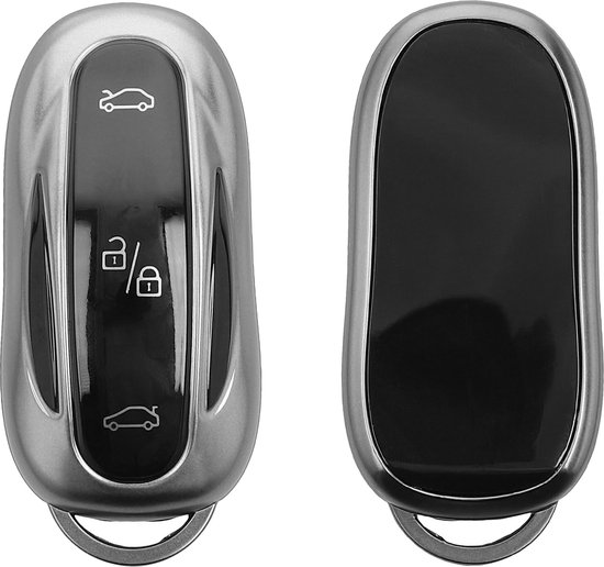 Kwak's Autosleutel houder Compatibel voor Tesla Model 3 Aluminium profiel Toetsenklep Gehard glazen deksel All-inclusive Autosleutel bescherming (1#gold