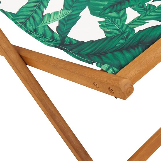 vidaXL - Chaise de plage - pliable - motif feuilles - bois d'eucalyptus - et - tissu