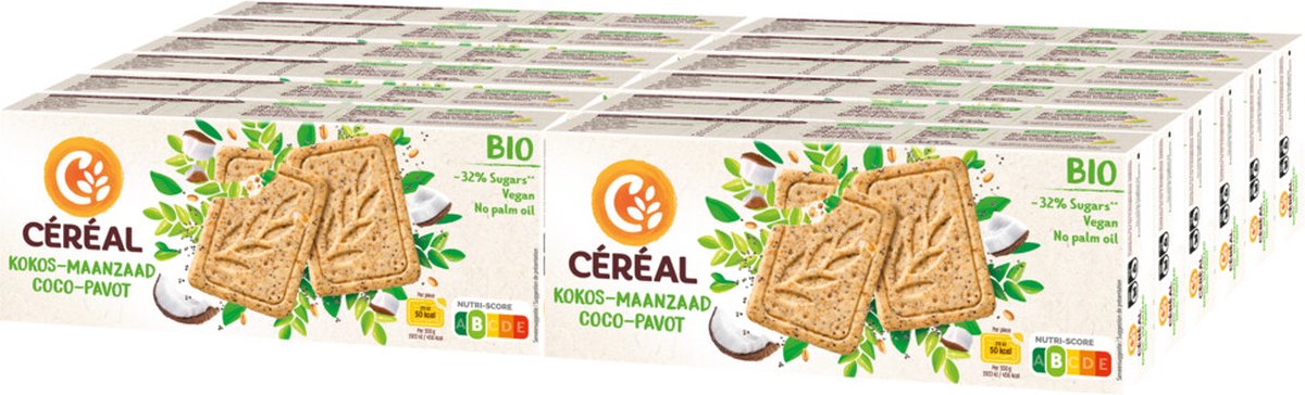 Goedkoopste Céréal Healthy Bio Cake & Koekje Kokos Maanzaad - 12 x 132 gr - Voordeelverpakking