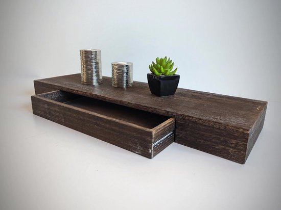 Kast met 2 schuifdeuren met spiegel L200 cm zwart en houtlook - CALELA