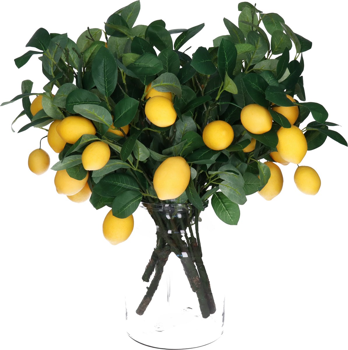 Bellatio Design Kunstbloem citrusfruit tak citroen - 5x - 60 cm - geel - kunst zijdebloemen - citroentak