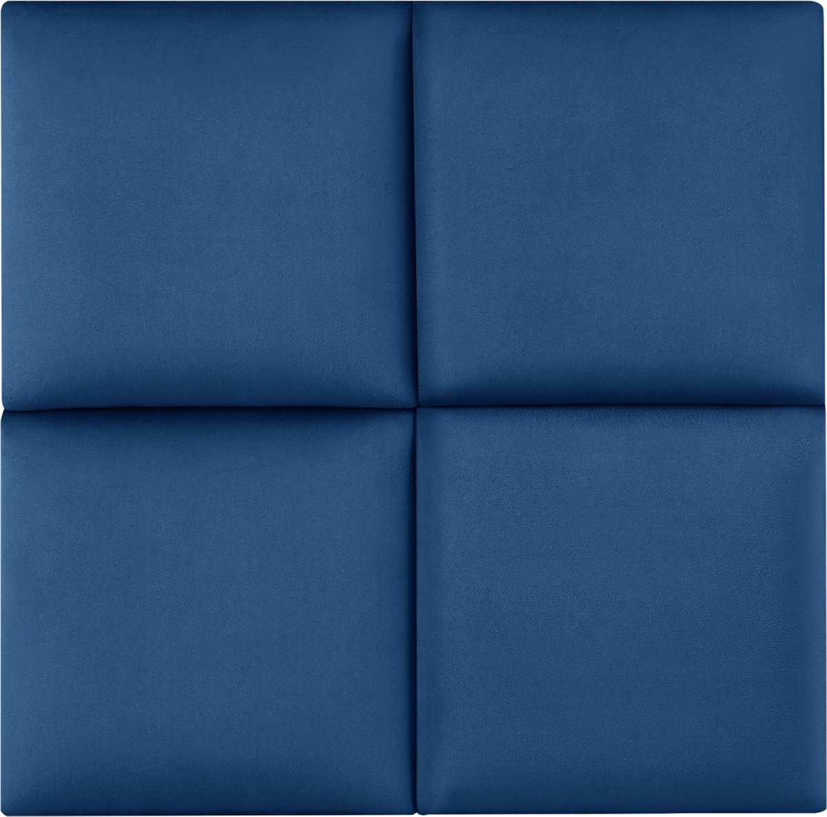 Gestoffeerde wandpanelen Carpino set van 4 fluweel 30x30 cm marineblauw [neu.haus]