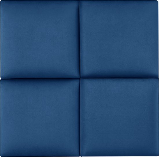 Panneaux muraux rembourrés Carpino set de 4 velours 30x30 cm bleu marine [neu.haus]