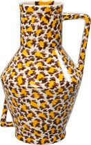 Return to Sender | Vaas Medium 30 cm Leopard print handgeschilderd met handvat- Bloemenvaas