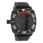 OOZOO Timepieces - Zwarte horloge met zwarte leren band - C2284