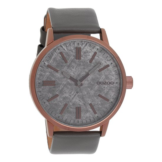OOZOO Timepieces - Bruine horloge met olifant grijze leren band - C9408