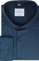 Vercate - Strijkvrij Kreukvrij Overhemd - Blauw - Slim Fit - Bamboe Katoen - Lange Mouw - Heren - Maat 42/L