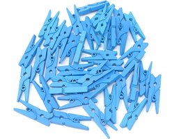 Jumada's - Premium - Blauwe Kleine houten mini knijpers - 20 STUKS - Blauw - Knijpertjes - Fotoknijpers