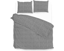 Zohome Dekbedovertrek Lino - Dark Grey - Dekbedovertrek 200x200/220cm - 100% Katoen - Linnen Look - Tweepersoons