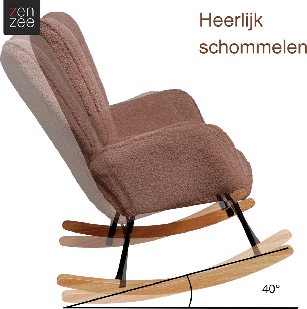 Zenzee Schommelstoel - Schommelstoelen babykamer - Relaxstoel - Fauteuil - Voedingsstoel - Taupe — afbeelding 9