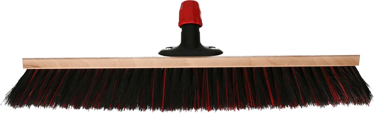 Goedkoopste Buemag Bezemkop - Arenga/Elaston mix - zwart/rood - hard - hout - 60 cm - straatbezem/buitenbezem