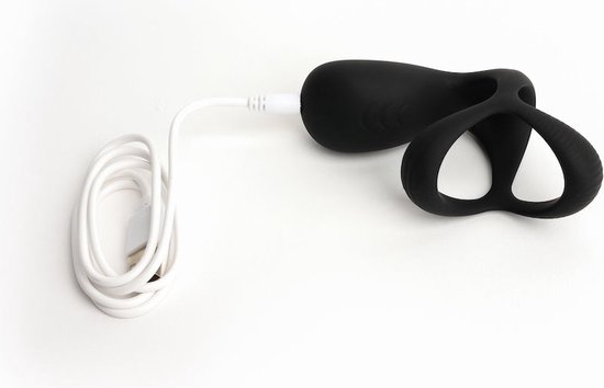 MOTOVibe - Pulse - Anneau pénien vibrant avec étireur de Ball et chatouilleur - Zwart
