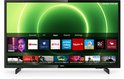 Zwarte Philips tv met menu van bronnen, apps en instellingen.