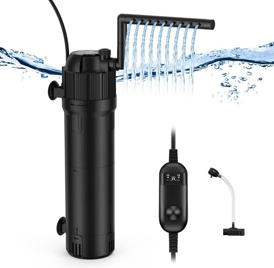 8 W UVC zuiveraar aquarium binnenfilter - timer - 800 l/u - instelbaar - aquariumpomp - zeewater - zoetwater - 150-300 l aquariumvolume