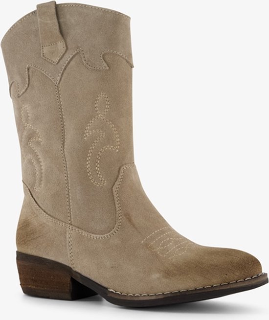 TwoDay suede meisjes cowboy western laarzen beige Maat 33 Echt leer bol