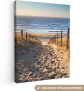 Toile - Dune - Plage - Mer - Coucher de soleil - Herbe - Toile - 60x80 cm - Peintures sur toile - Peinture sur toile