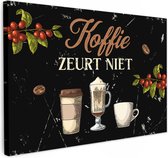 Peinture sur toile 60x40 cm - Décoration murale Café - Tasse à café - Zwart - Décoration murale pour bar et pub - Accessoires de décoration de Cuisine - Peintures - Panneaux muraux - Cadeau pour femme - Cadeau pour homme