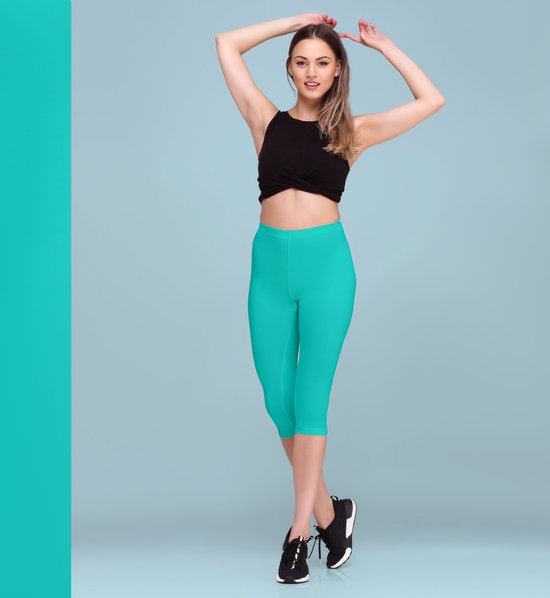 Bellivalini BLV-BLV50-148-LE Dames Capri Leggings - Sport - Vrijetijdsbroek - 3/4 Lengte - Viscose - Sporbroek - Yogabroek - Munt - S