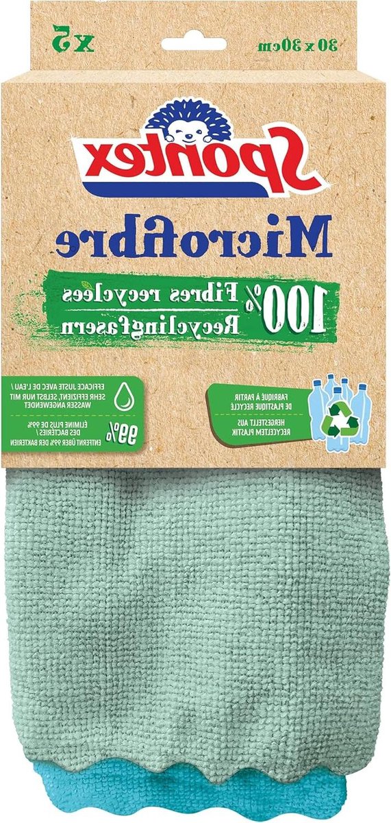 Goedkoopste Spontex Microvezel gerecyclede vezels microvezeldoeken - 60 stuks - 100 gerecyclede vezels - vochtige en droge reiniging - 30 x 30 cm - 22 gerecyclede PET-flessen