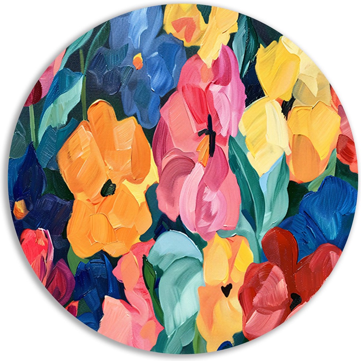 Bloemen schilderij - Natuur rond schilderij - Schilderij Bladeren - Vintage schilderij - W