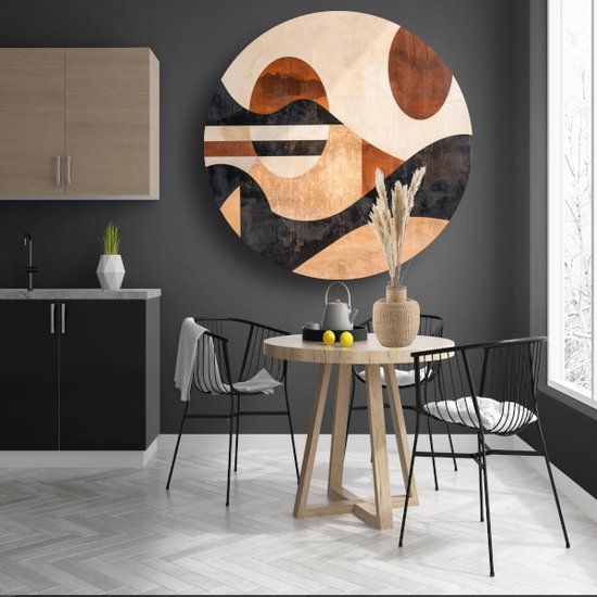 Tableau art abstrait rond - Décoration murale Art Deco rond - Décoration murale ronde Salon - Tableau Vintage - Tableau rond - Décoration murale salon cercle mural aluminium 50x50 cm