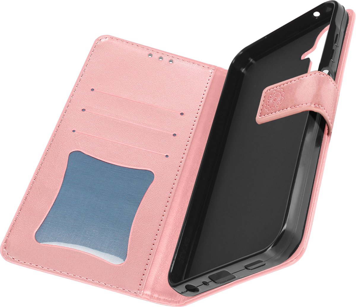 Avizar Foliohoes Geschikt voor Samsung Galaxy A25 5G Etui Video-ondersteuning, Roze