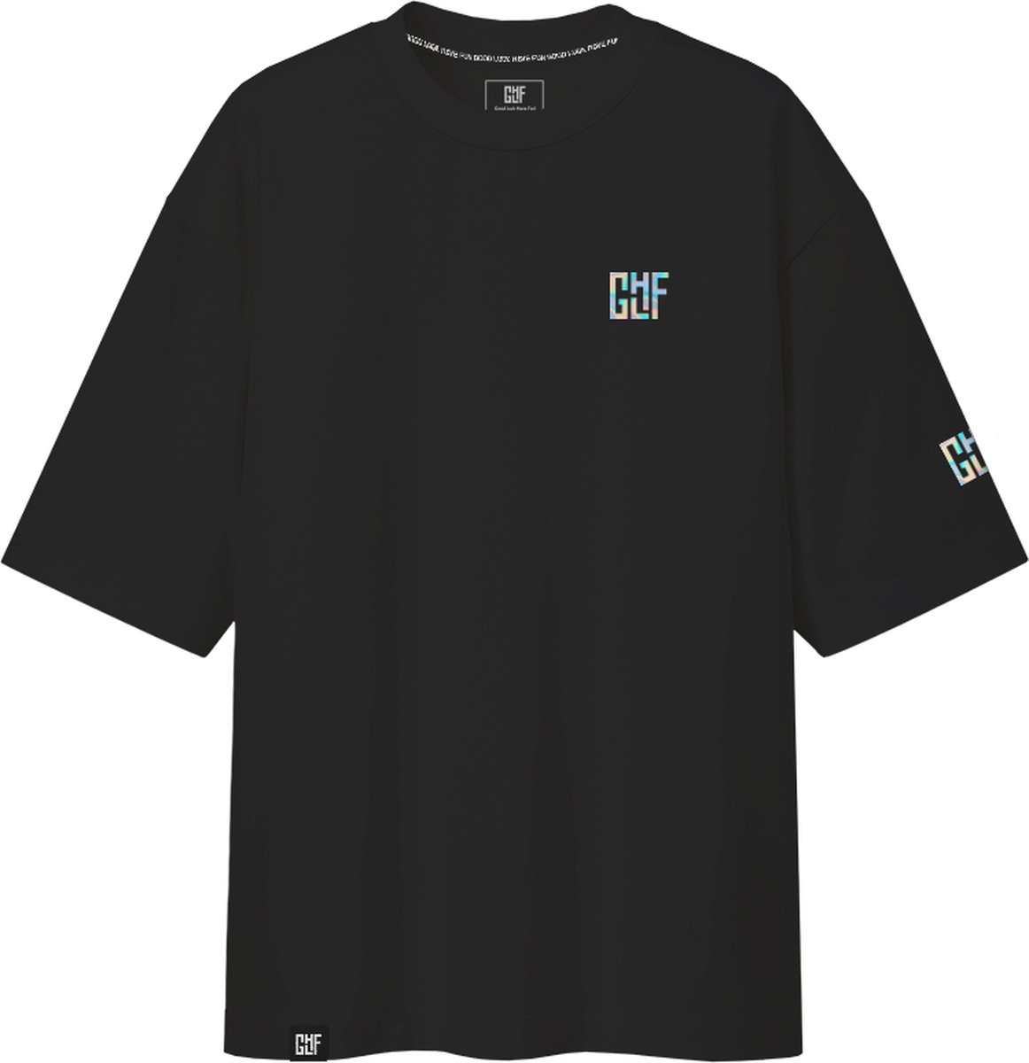 FragON - Oversize T-shirt - Holografic Logo - Zwart - Maat S/M