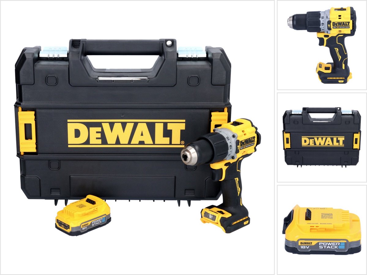 DeWalt DCD 805 NT accu klopboormachine 18 V 90 Nm borstelloos + 1x accu 1.7 Ah + TSTAK - zonder oplader