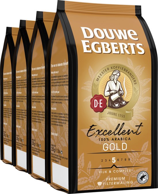 Douwe Egberts Excellent Gold Filterkoffie - Intensiteit 5/9 - 4 x 250 gram