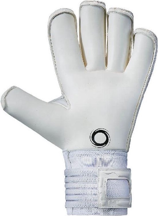 Witte Elite keepershandschoen, achterkant, met klittenbandsluiting.