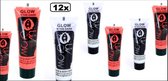 12x Glow in the dark Face & body paint rood/wit