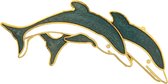 Behave® Broche dolfijnen blauw groen 5 cm