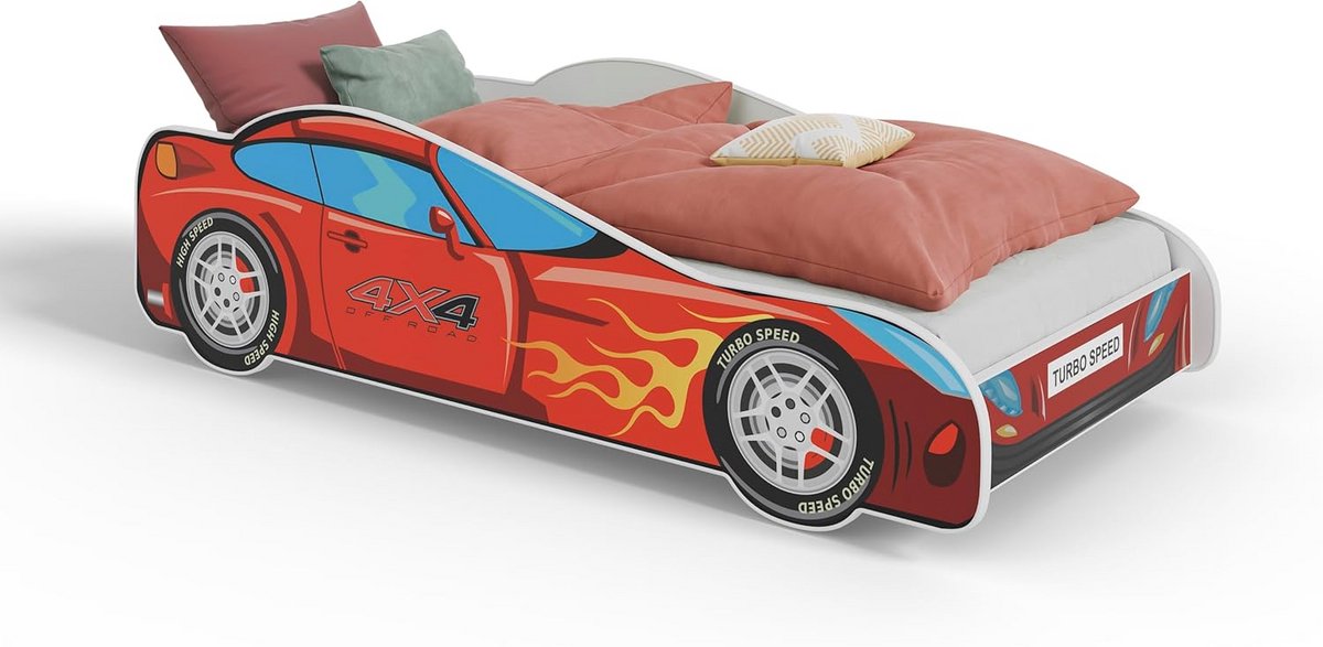 Stoer Kinderbed Vorm Auto Off Road 4x4 Met Matras en Lattenbodem