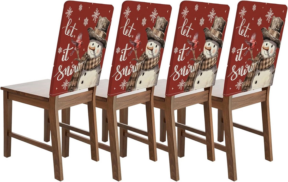 Set van 4 Kerst Stoelhoezen Wasbaar voor Feestdagen Decoratie