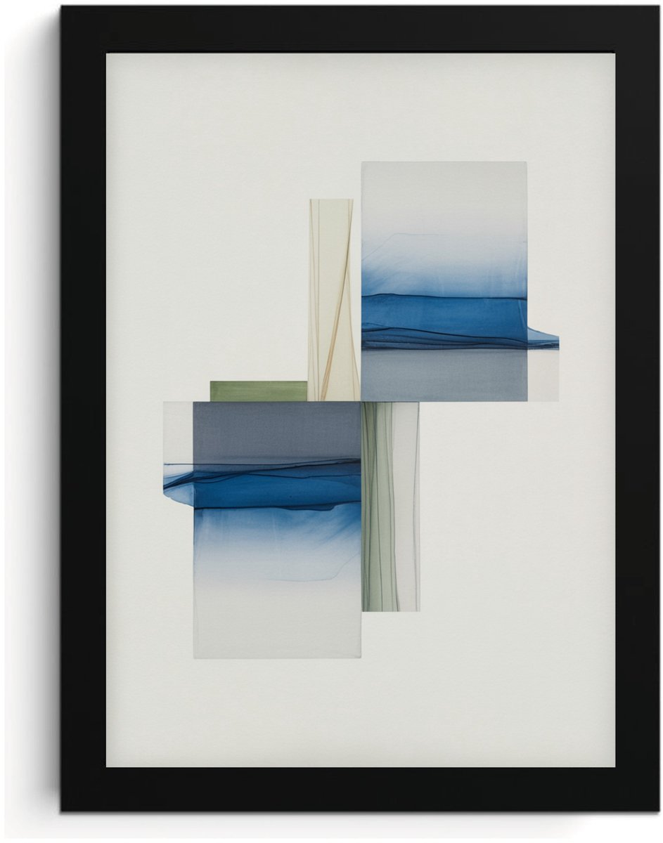 Abstracte A4 Fotolijst, Blauw en Groen Kunst aan de Muur, Hoge Resolutie Print, MDF Frame