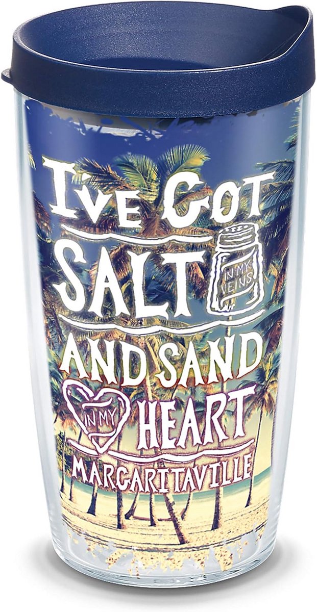 Geïsoleerde Tumbler met Wrap en Navyblauwe Deksel - Isolatie voor Warme en Koele Drankjes