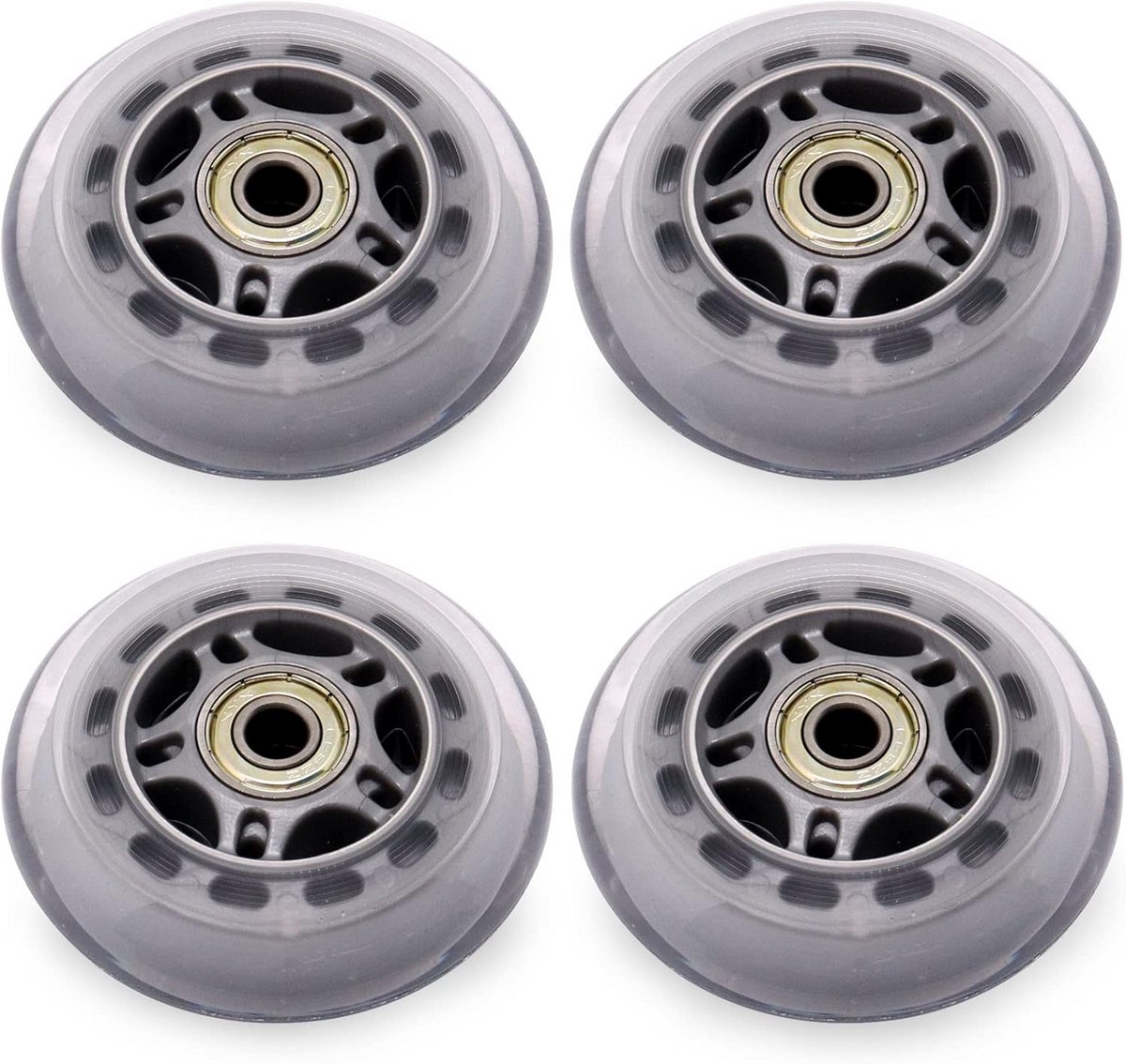 Inline Skate Wielen 76mm met Lagers - Duurzame Rollerblade Wielen voor Binnen en Buiten (4 Stuks, Zilver)