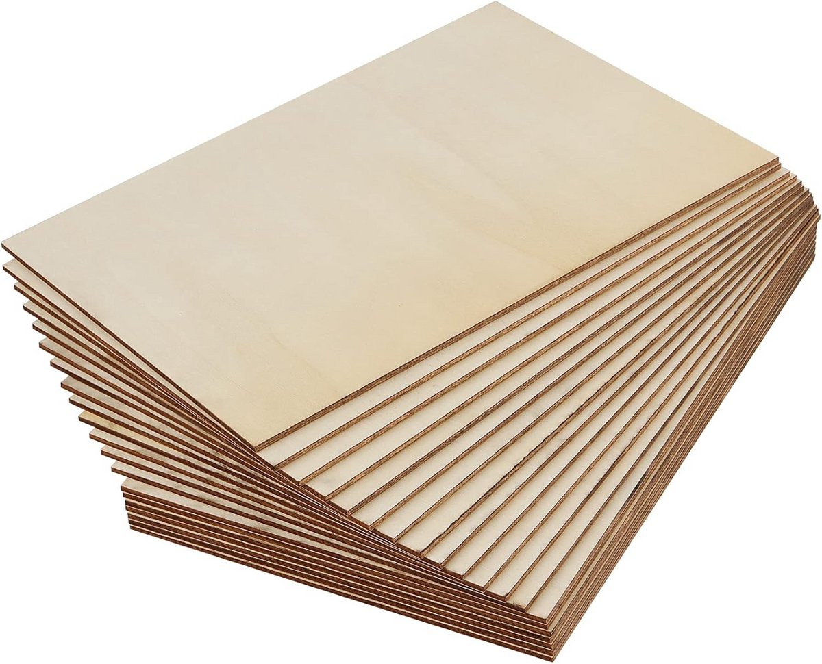20 stuks onafgewerkte houten multiplexplaten 220 x 150 x 3 mm - ideaal voor schilderen, graveren en houtbewerking