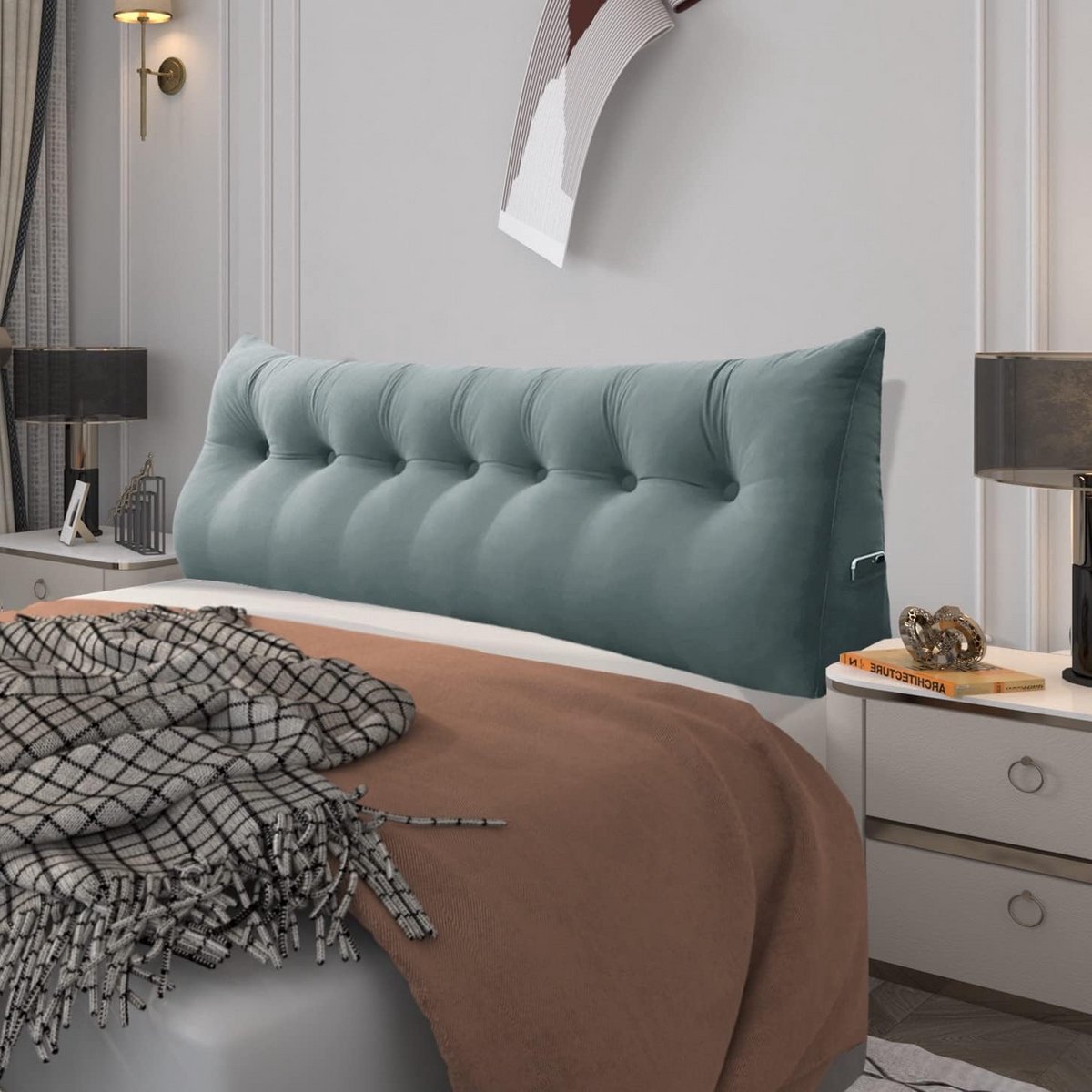 Ergonomisch Wigvormig Kussen voor Rugsteun en Zitten in Bed - Lumbale Positieondersteuning met Fluweelzachte Overtrek
