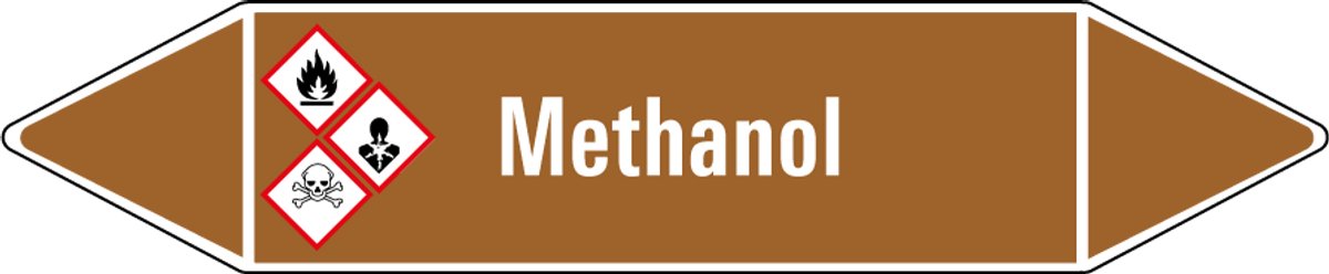 Methanol leidingmarkering op vel 252 x 52 mm - 3 per vel