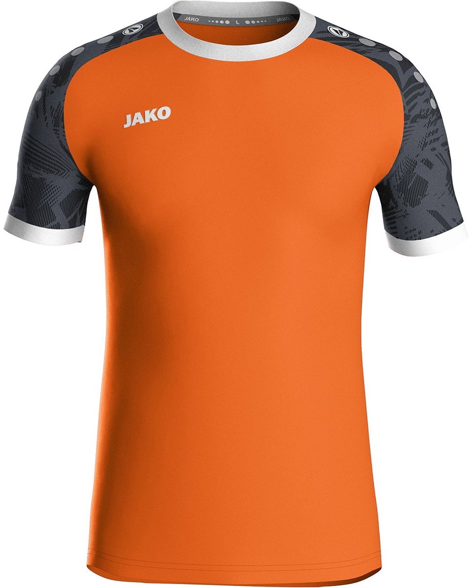 Jako Iconic Shirt Korte Mouw Heren - Fluo Oranje / Zwart | Maat: XL
