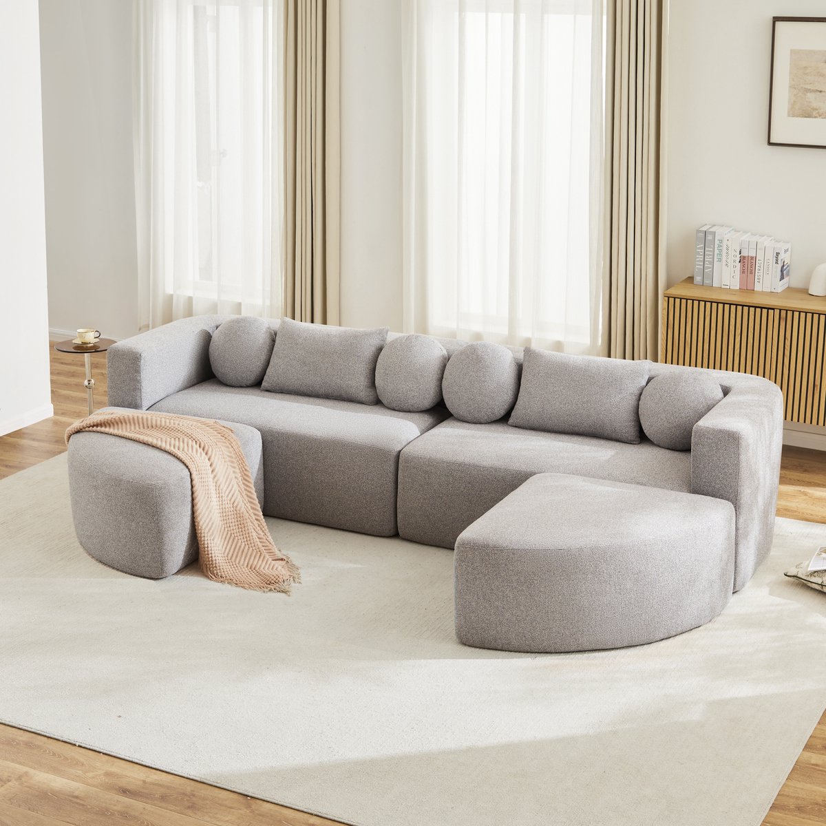 OKWISH Slaapbank 292 x 165 cm - Modulair Met Slaapfunctie - Zonder Montage Voor Woonkamer