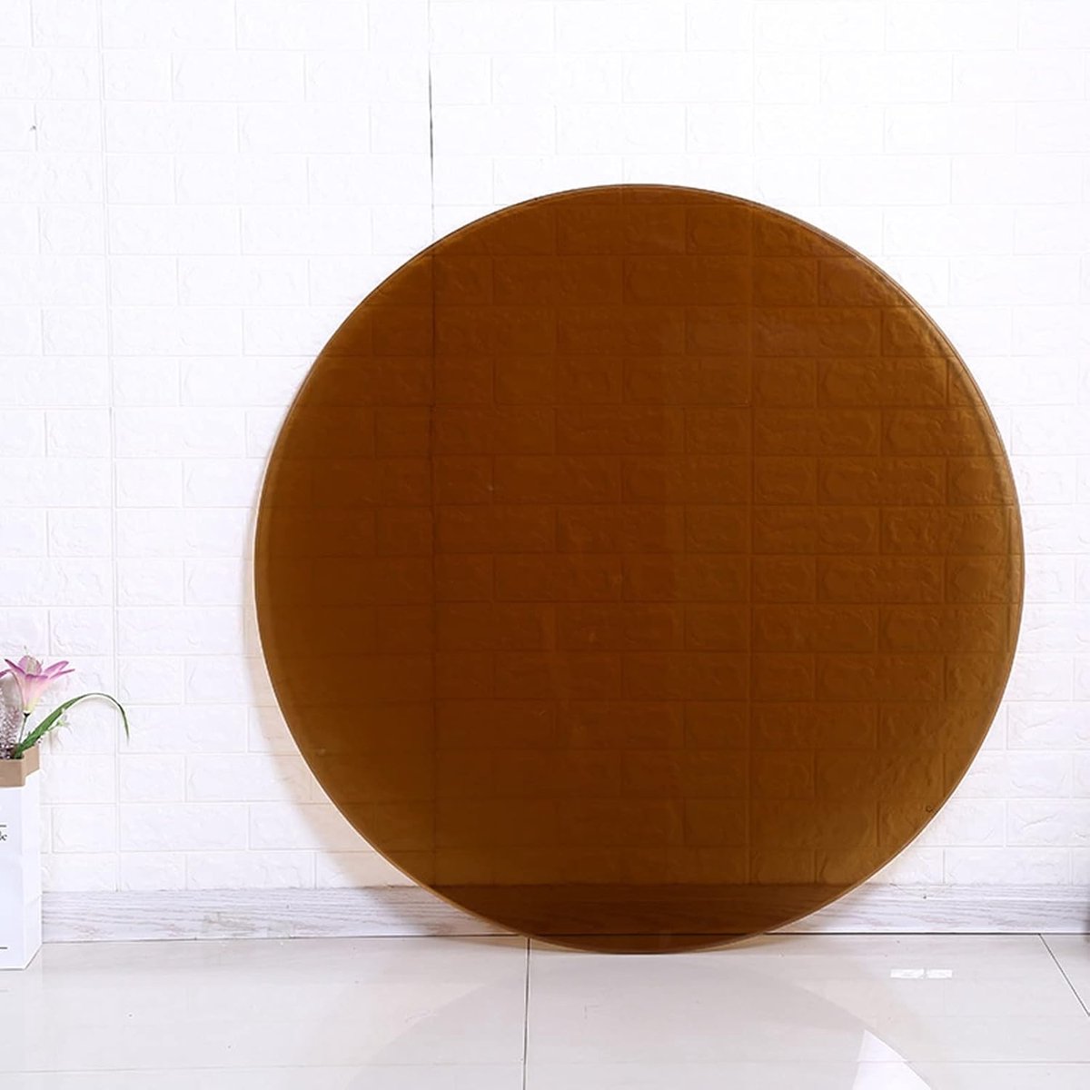 Glazen Tafelblad - Rond Glasplaat - Tafel Beschermen - Gevlamd Randen - 80cm Diameter - Bruin