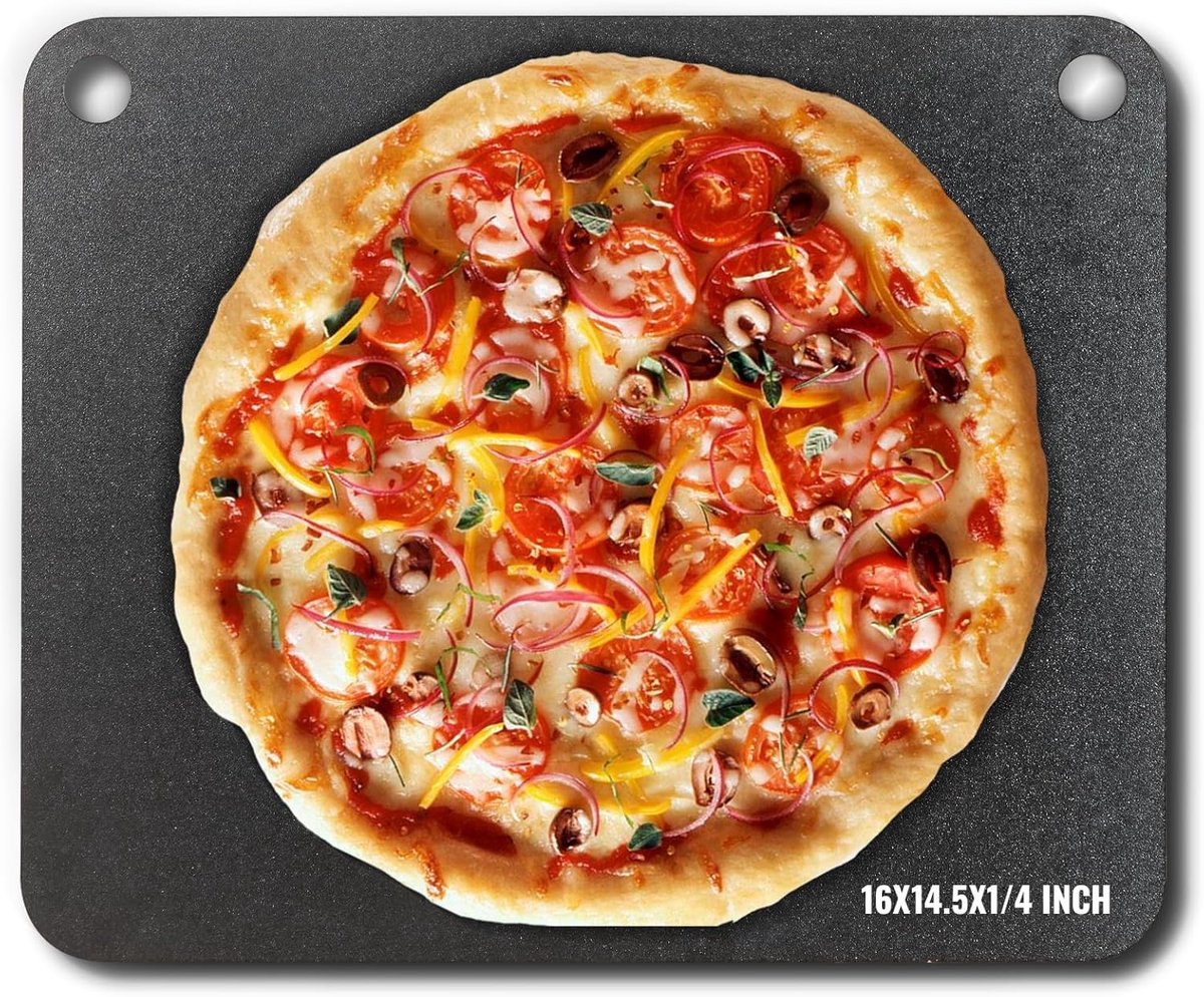 Pizzastaalplaat - Bakplaat Oven - Professioneel Bakken - Hoge Warmtegeleiding - 40x36 cm - Zwart