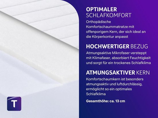 Rolmatras Comfort - Slaapmatras - Ontspannen Slapen - Inclusief Hoes - 80 x 200 cm - Wit van Merkloos — afbeelding 2