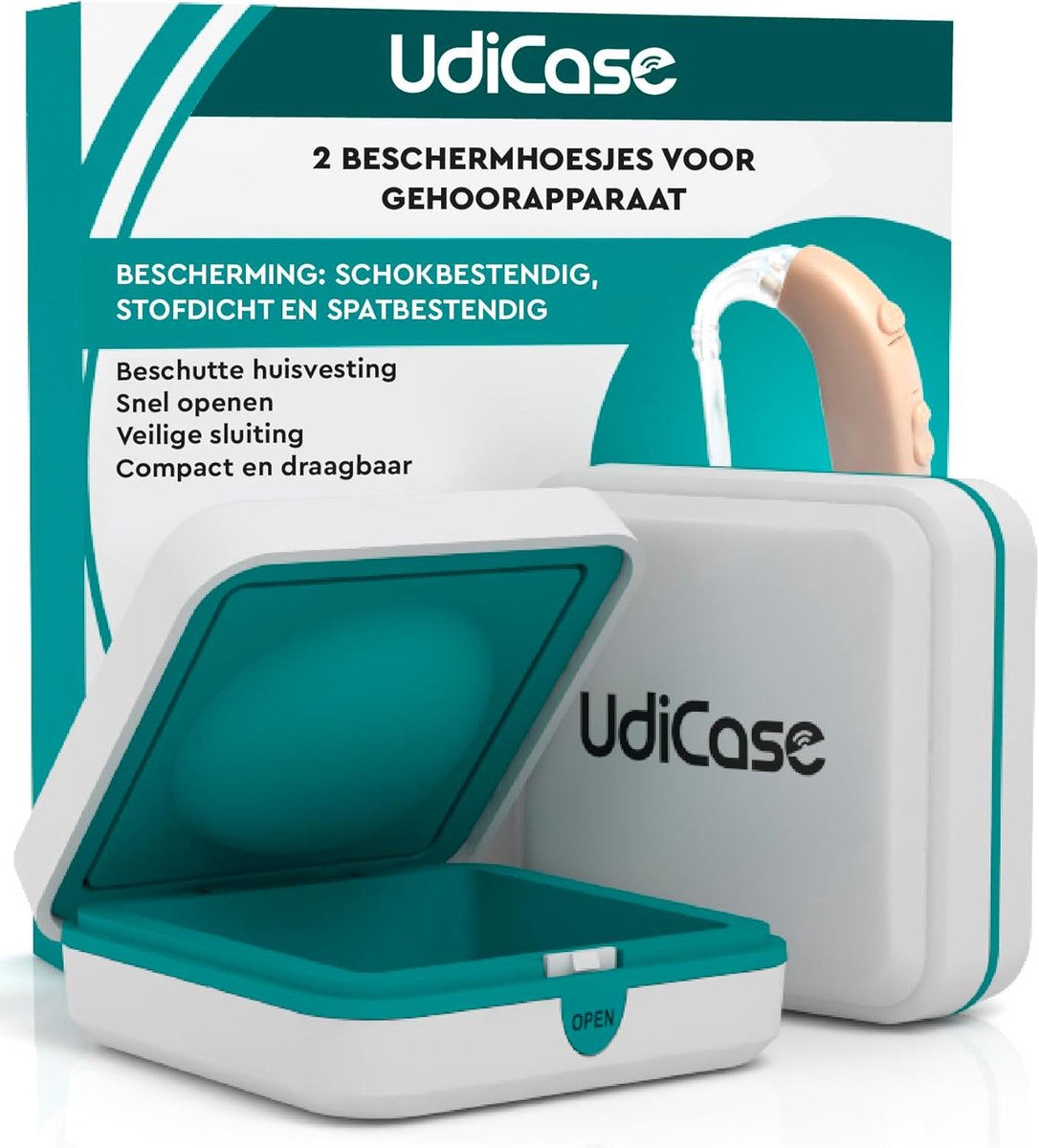 Opbergdoos Gehoorapparaat - Hoortoestel Doosje - Veilige Opslag - Ergonomisch Interieur - Compact 7x7x3cm - Set 2