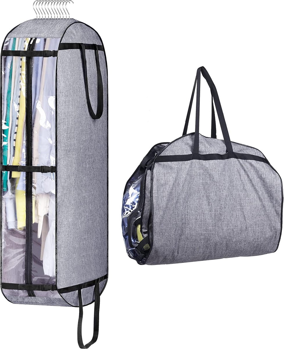Kledinghoes Reizen - Pakhoes Opbergen - Verhuizen Bescherming - Duurzaam Oxford Stof - 127 cm Lang - Grijs