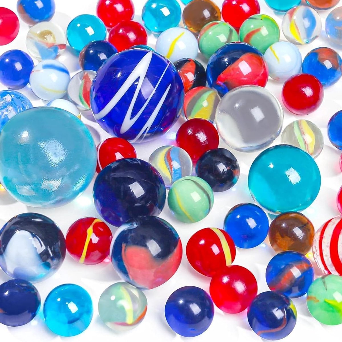 Glazen Knikkers - Speelgoed Knikkers - Kinder Spel - 85 Stuks Assorti - 303 gram - Meerdere Kleuren