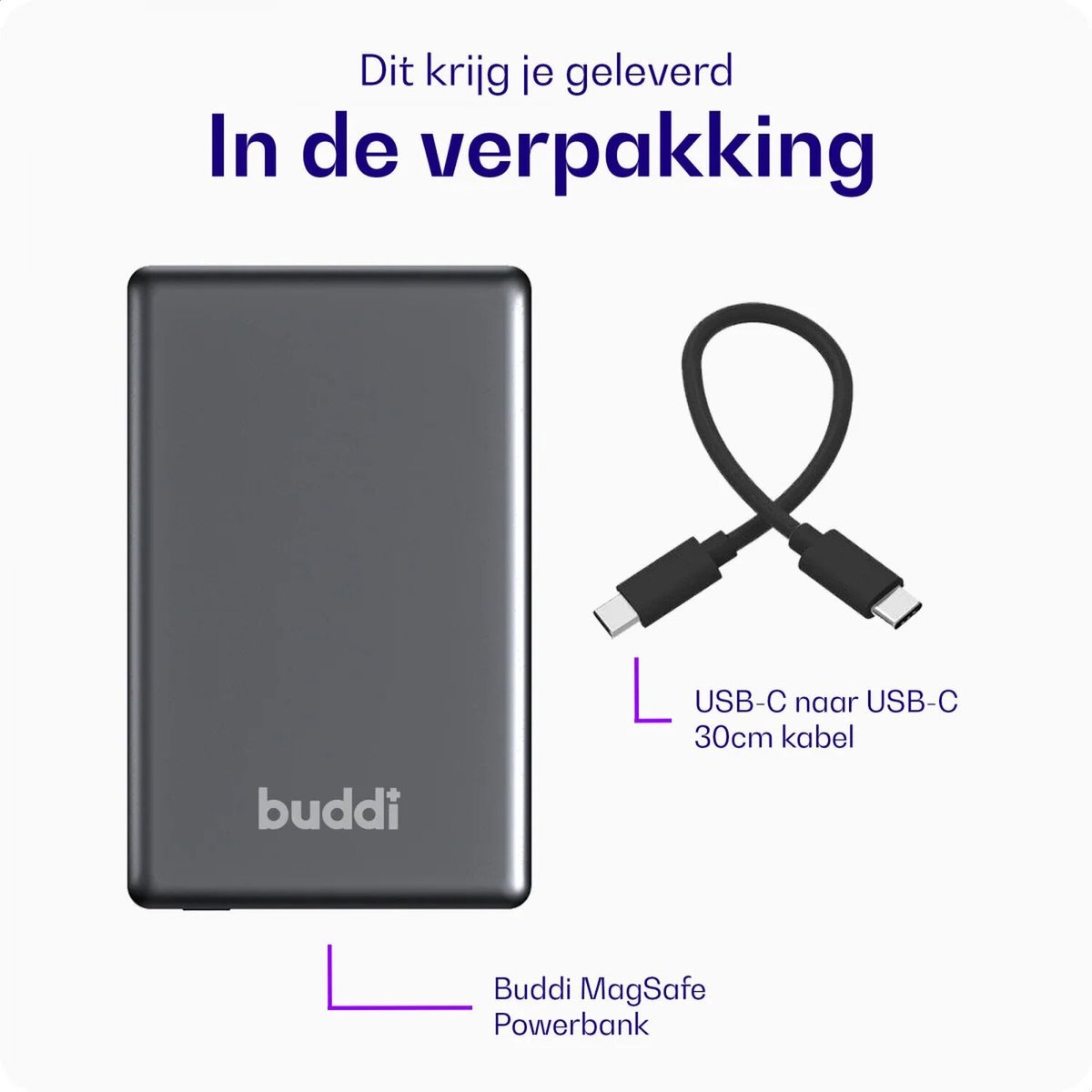 Buddi Connect Draadloze Powerbank 10.000 mAh Zwart - afbeelding 2